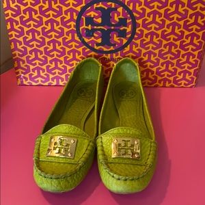 Tory Burch Apple Green Pebbled Leather Loafer